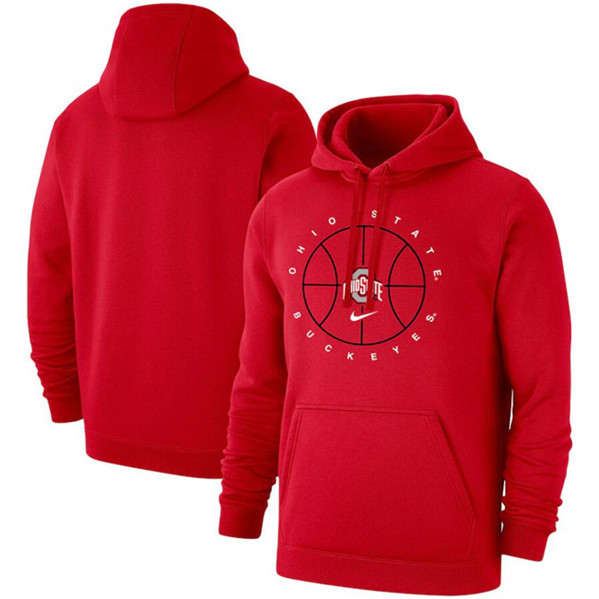 Men's Ohio State Buckeyes Red Basketball Icon Club Fleece Pullover Hoodie